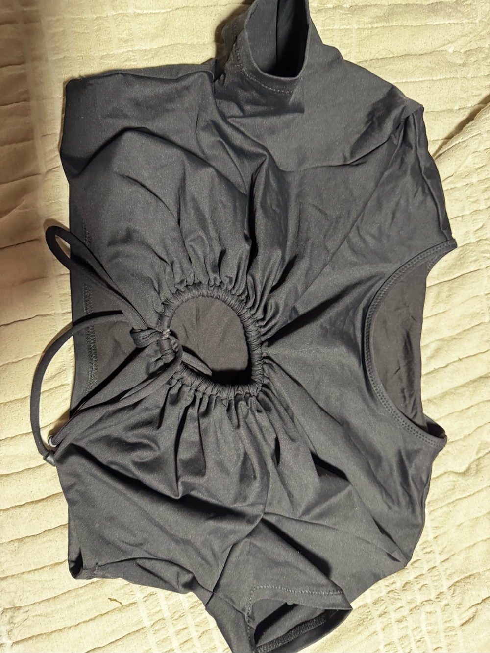 Skims Black Crop Top with Ruched Cutout